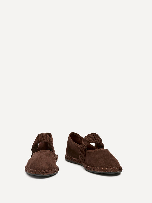 Linzi Brown Faux Suede Mary Jane With Ruched Detail