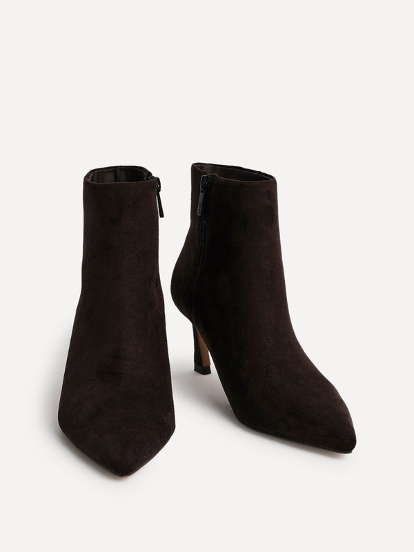 Linzi Brown Faux Suede Pointed Toe Stiletto Ankle Boot