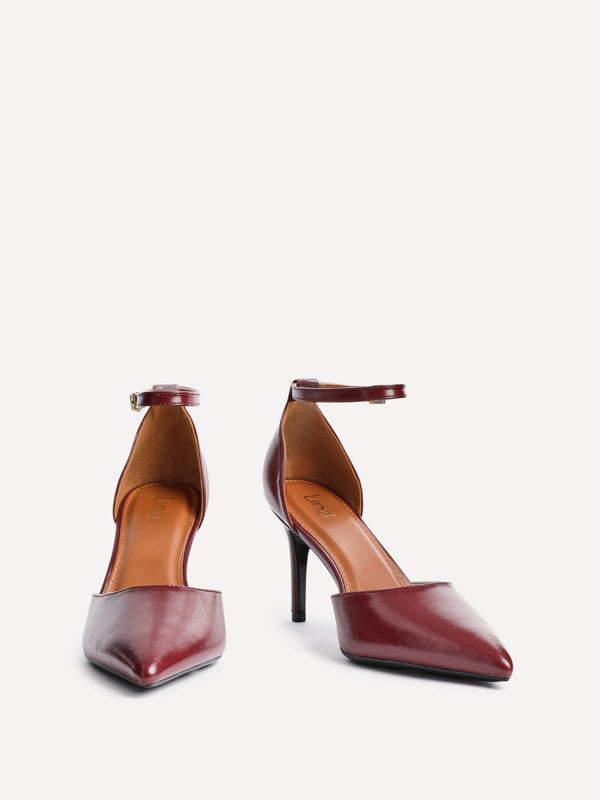 Linzi Burgundy Faux Leather Classic Stiletto Court Heel