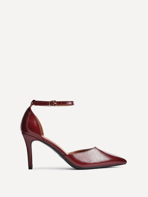 linzi Burgundy Faux Leather Classic Stiletto Court Heel