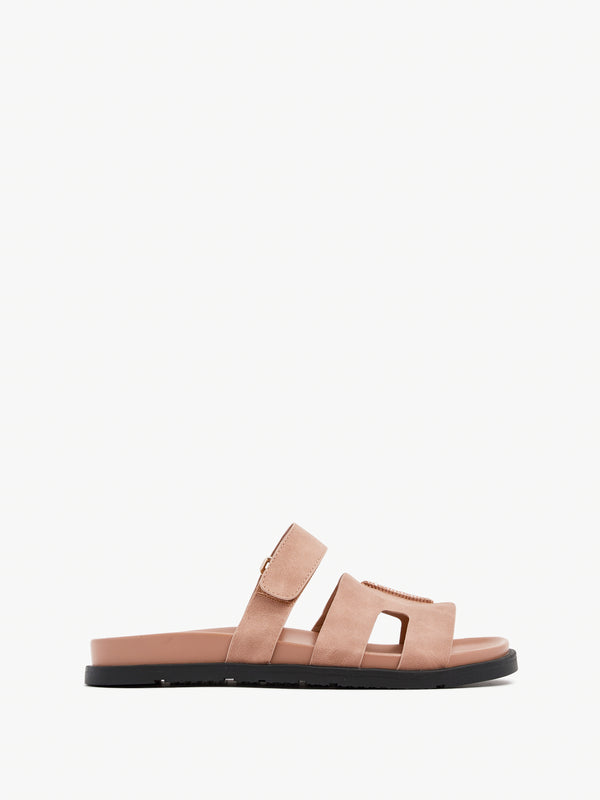 Linzi Dusky Pink Faux Nubuck Footbed Linked Design Sandal