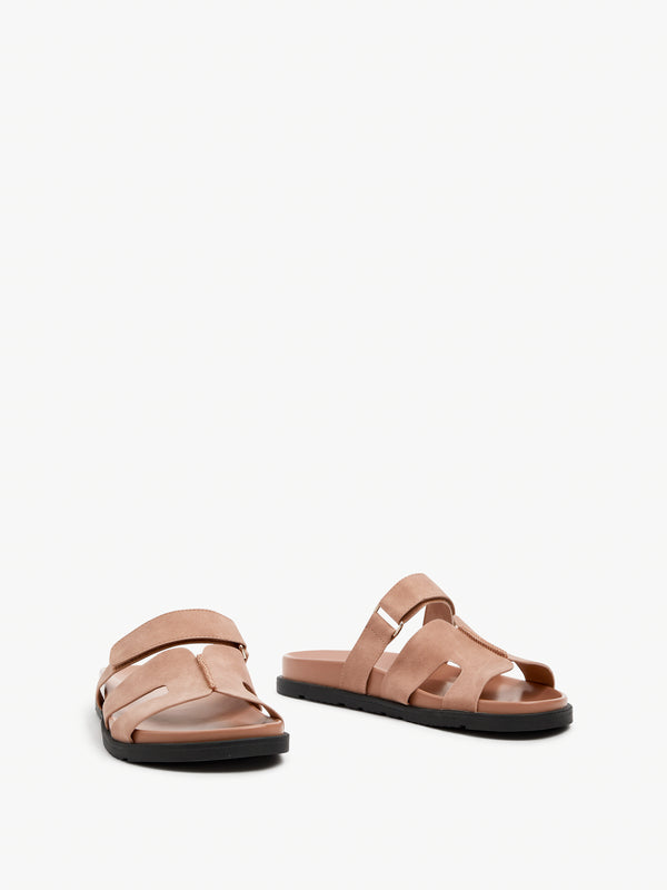 Linzi Dusky Pink Faux Nubuck Footbed Linked Design Sandal