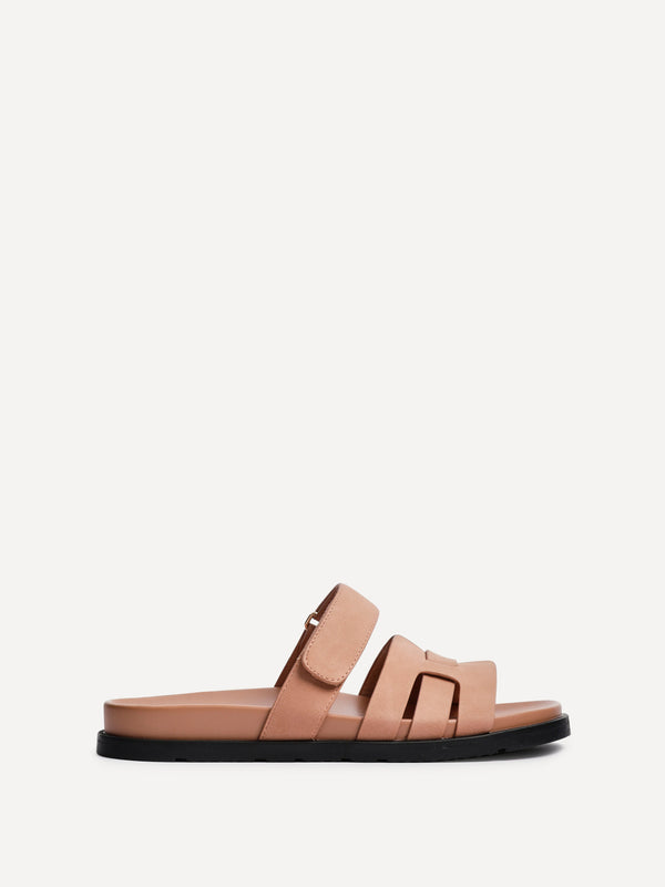 Linzi Dusky Pink Slip On Sandal With Woven Front Strap