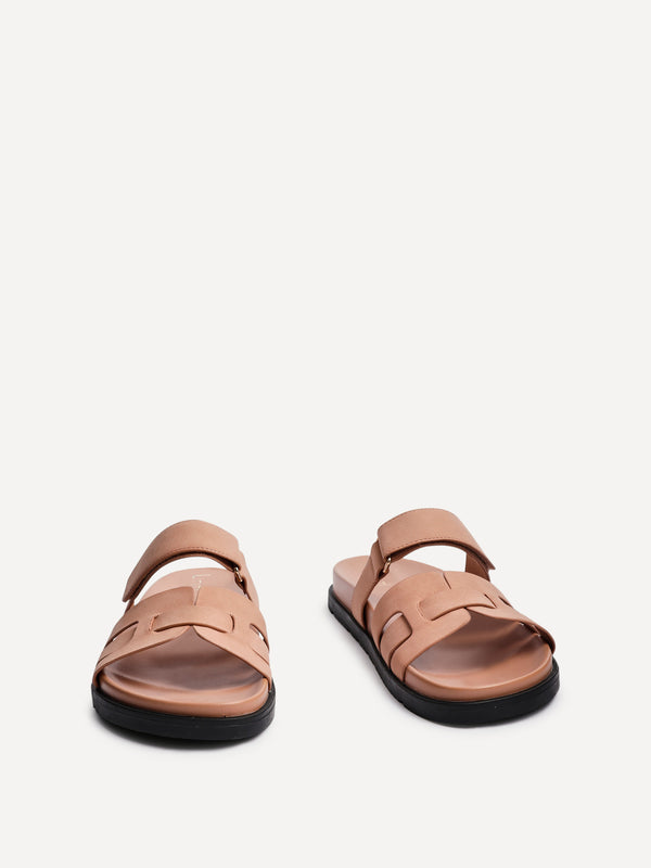 Linzi Dusky Pink Slip On Sandal With Woven Front Strap