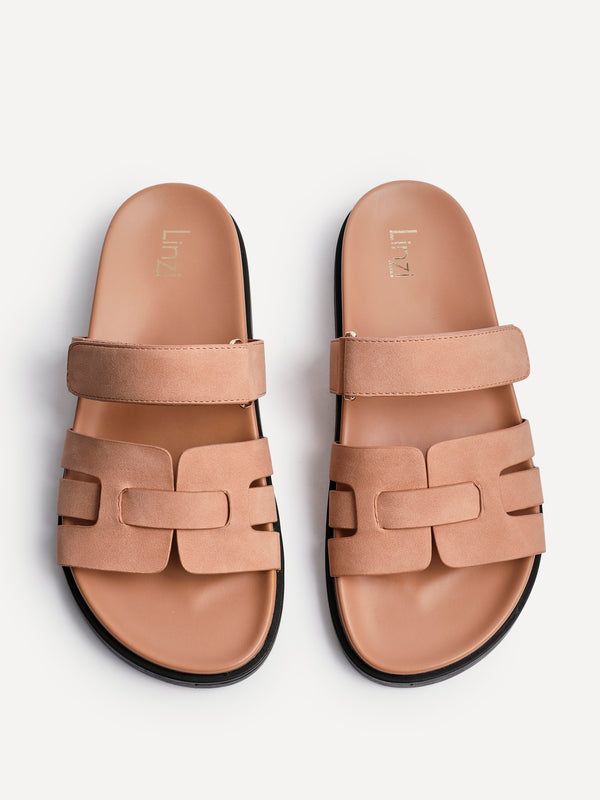 Linzi Dusky Pink Slip On Sandal With Woven Front Strap