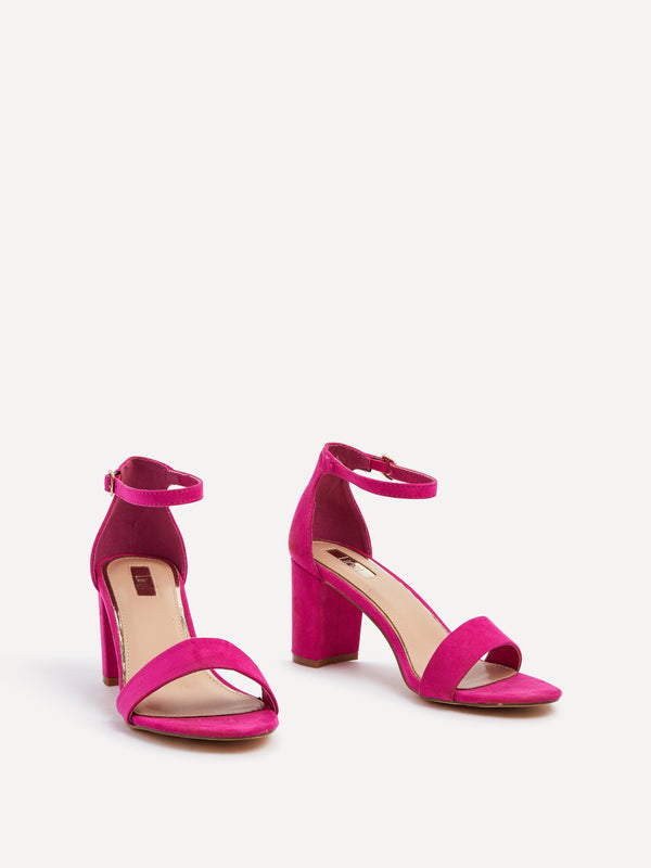 Linzi Hot Pink Faux Suede Barely There Closed Back Block Heeled Sandal