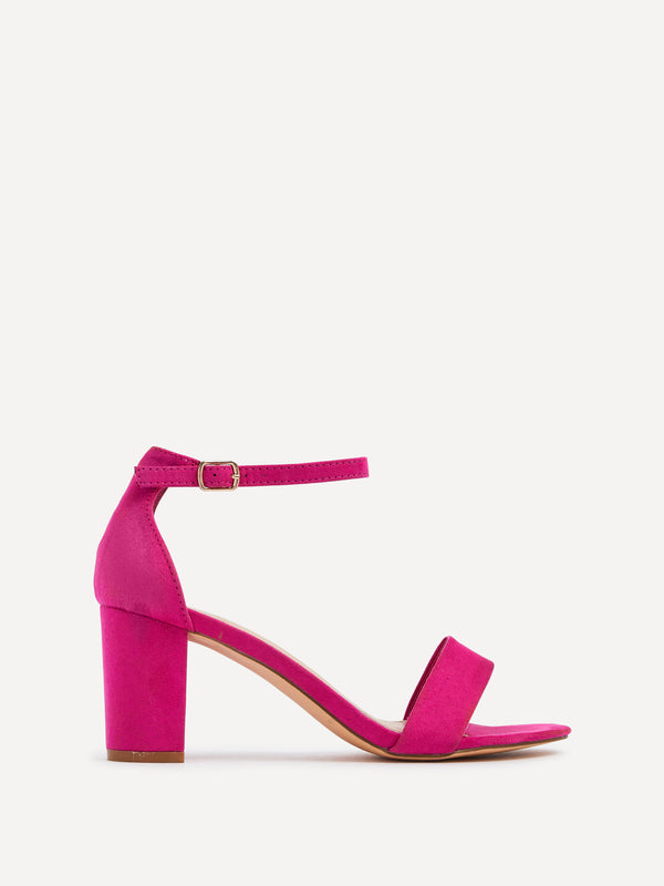 linzi Hot Pink Faux Suede Barely There Closed Back Block Heeled Sandal