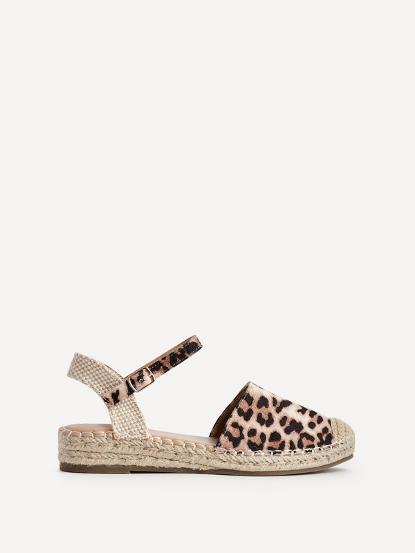 Linzi Leopard Print Closed Toe Espadrille Flatform Sandal