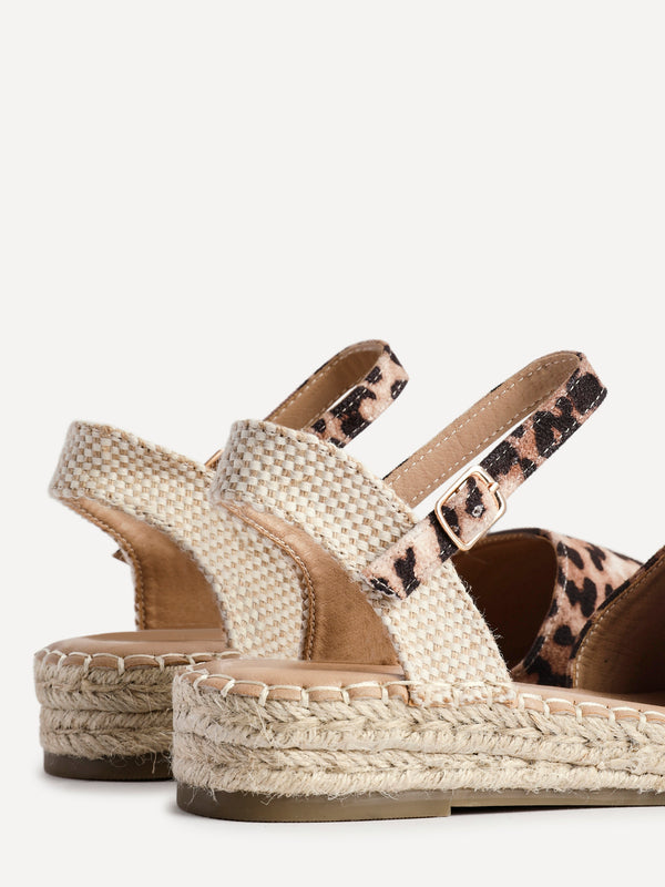 Linzi Leopard Print Closed Toe Espadrille Flatform Sandal