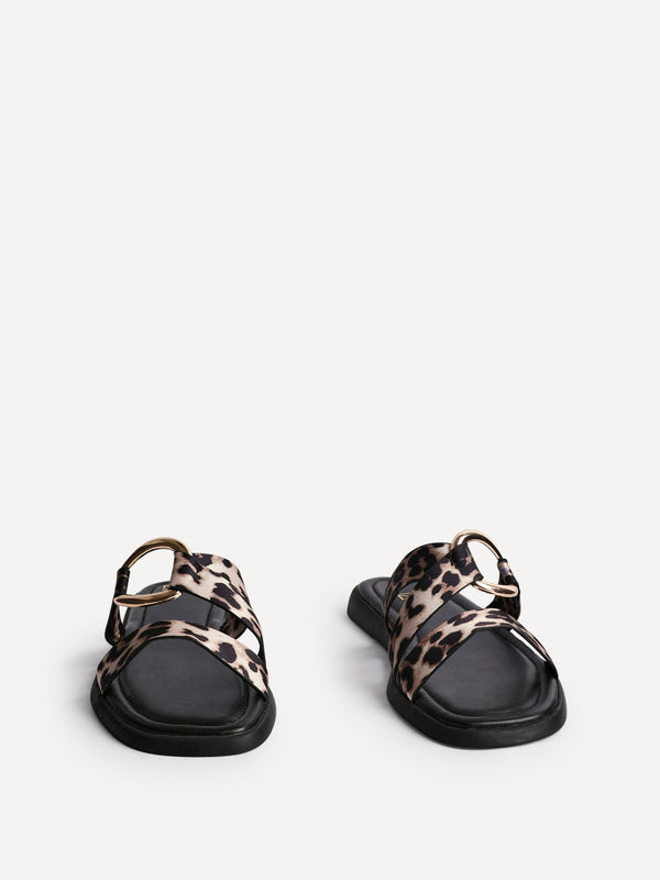 Linzi Leopard Print Double Strap Sandal With Buckle Detail