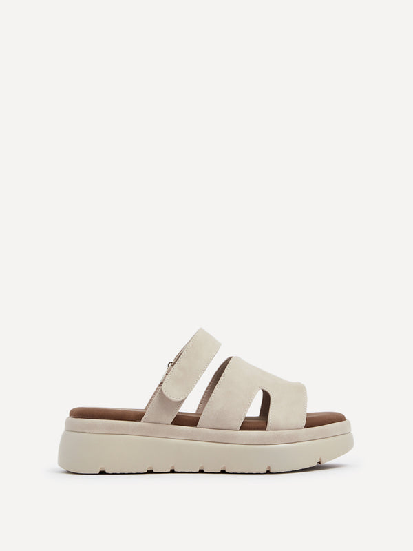 Linzi Beige Faux Nubuck Chunky Link Strap Sandal