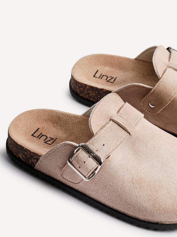 Linzi Beige Faux Suede Clog