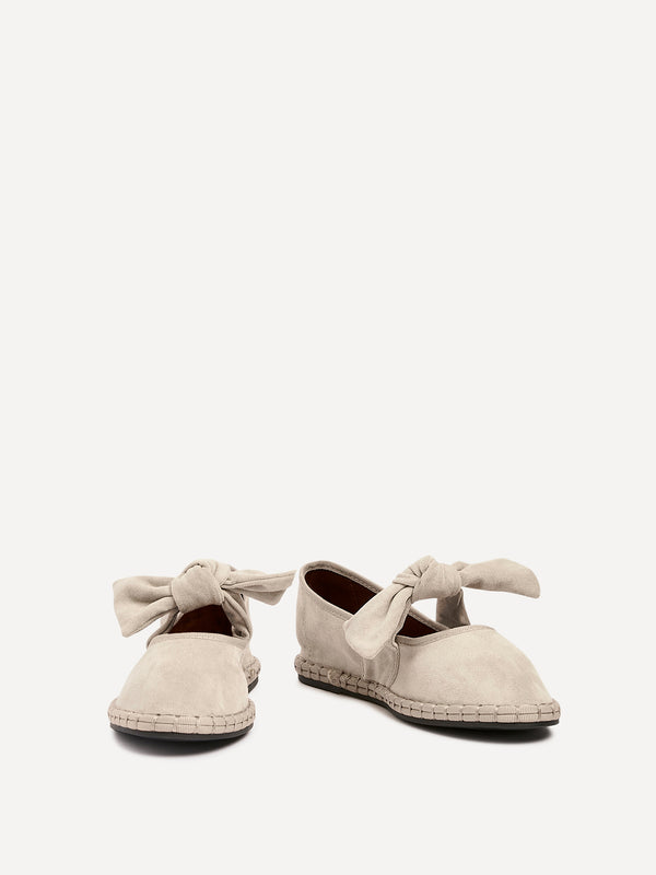 Linzi Beige Faux Suede Mary Jane With Bow Detail