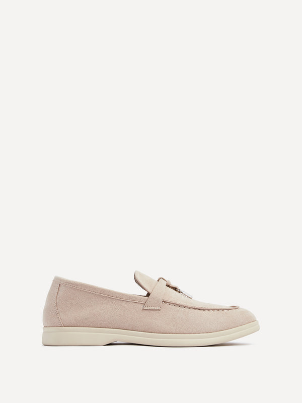 Linzi Beige Faux Suede Slip On Loafer