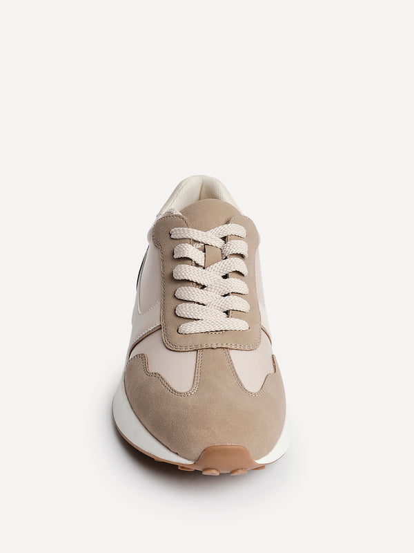 Linzi Beige Suede Mix Sports Trainers