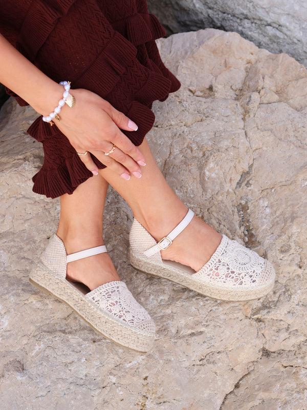 linzi Beige Woven Two Part Espadrille Sandal
