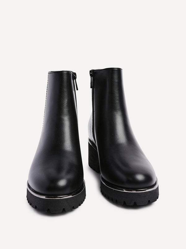 Linzi Black Croc Mix Wedge Ankle Boot