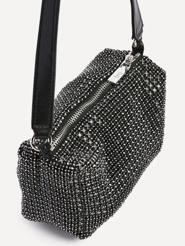 linzi Black Diamante Shoulder Bag