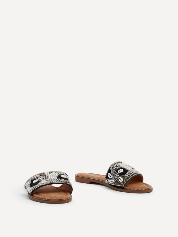 Linzi Black Embellished Shell Slider