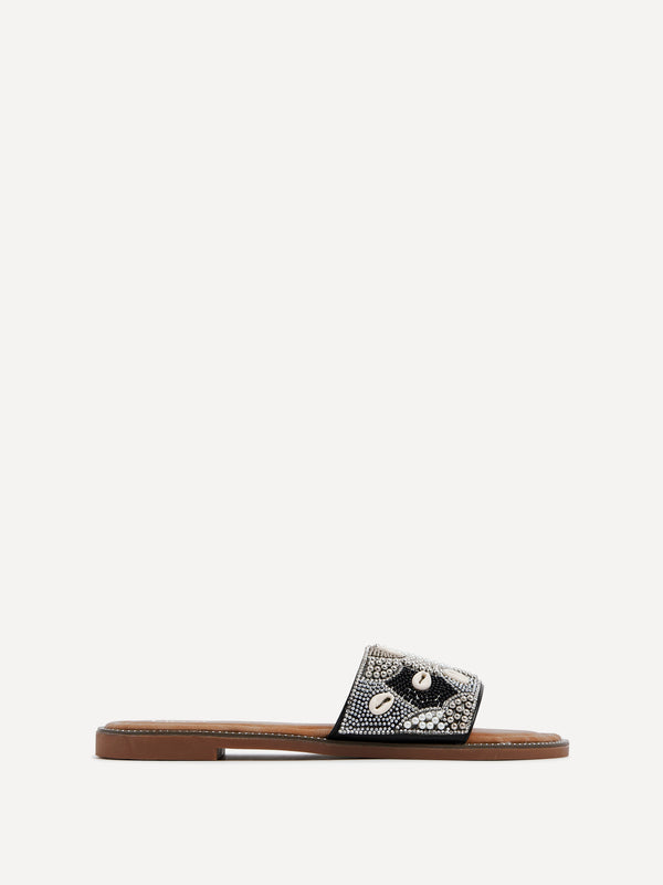 Linzi Black Embellished Shell Slider