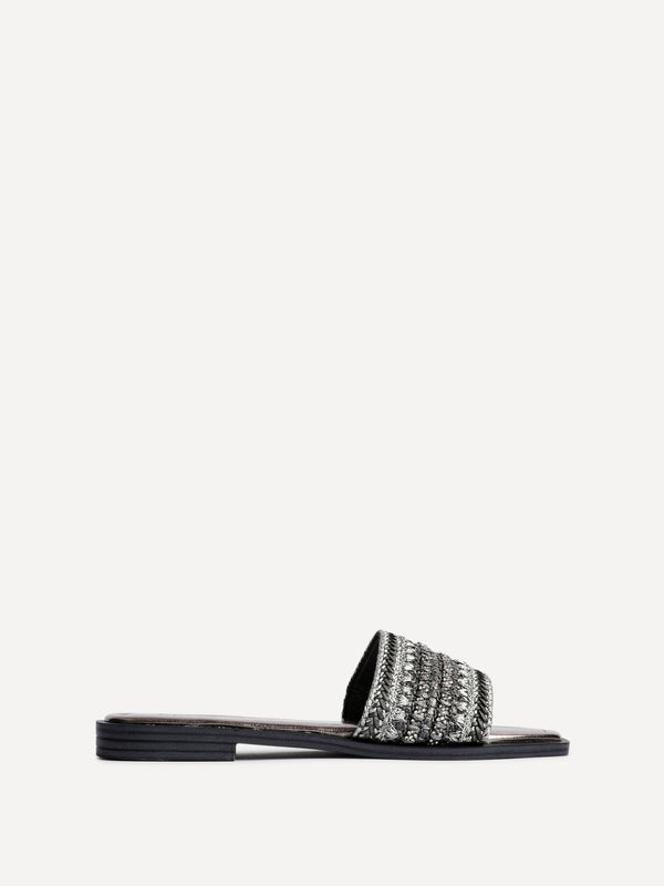 Linzi Black Embellished Slip On Sandal
