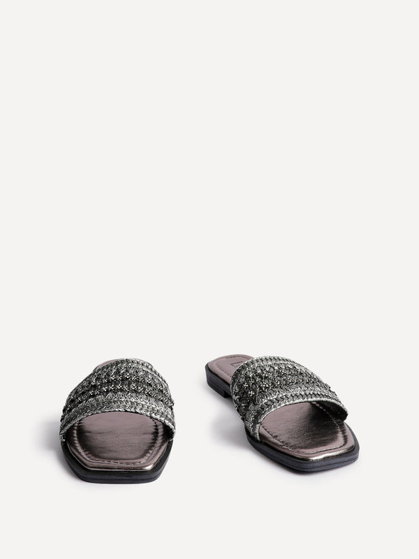 Linzi Black Embellished Slip On Sandal