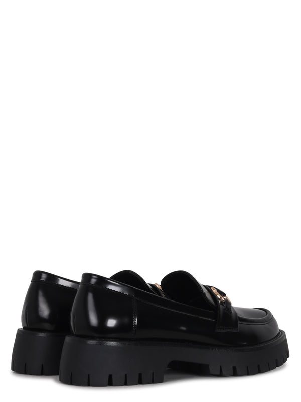 Linzi Black Faux High Shine Leather Chunky Loafer