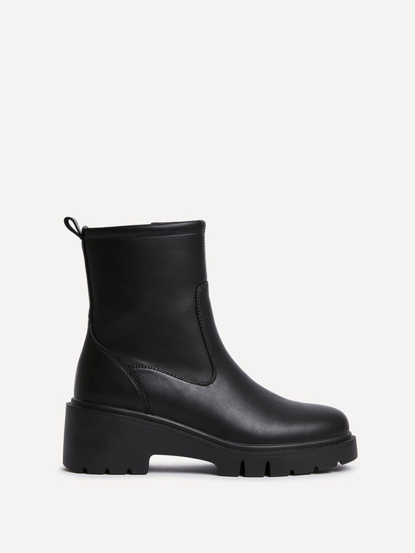 Linzi Black Faux Leather Ankle Boot