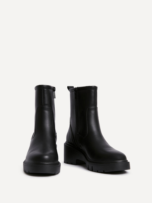 Linzi Black Faux Leather Ankle Boot