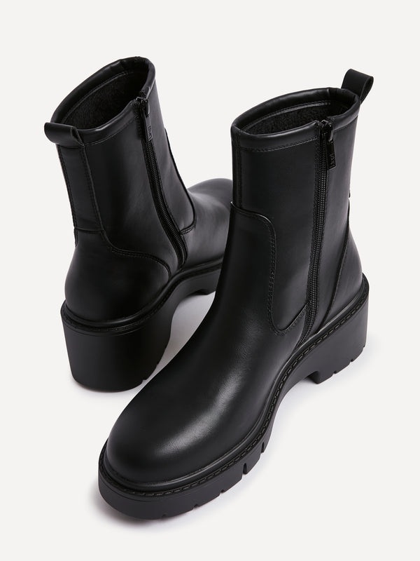 Linzi Black Faux Leather Ankle Boot