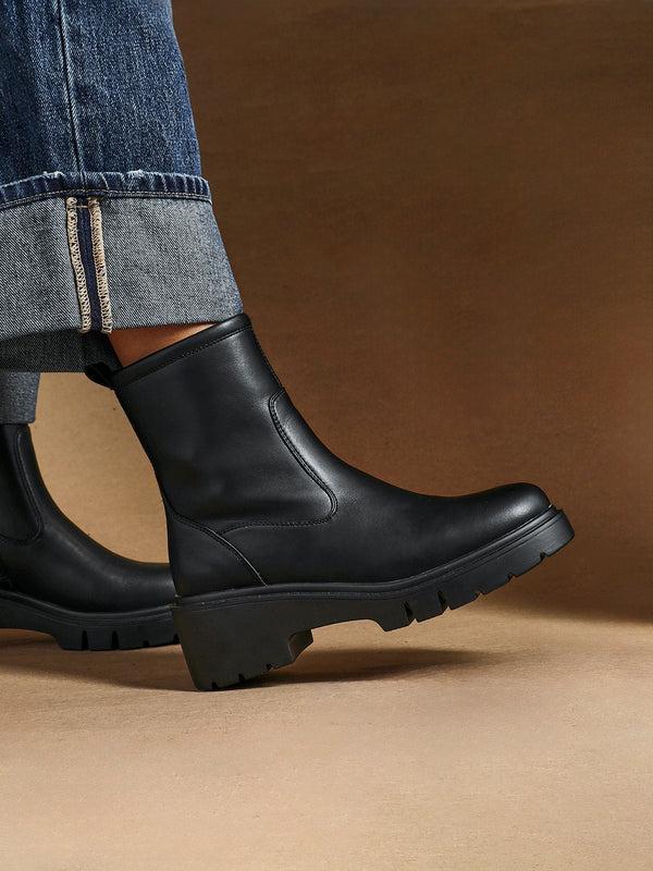 linzi Black Faux Leather Ankle Boot