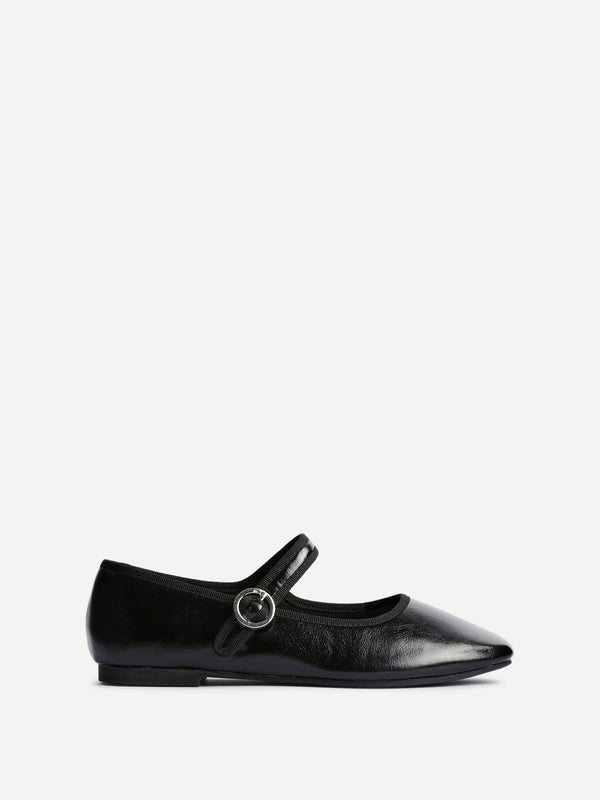 Linzi Black Faux Leather Ballet Pumps