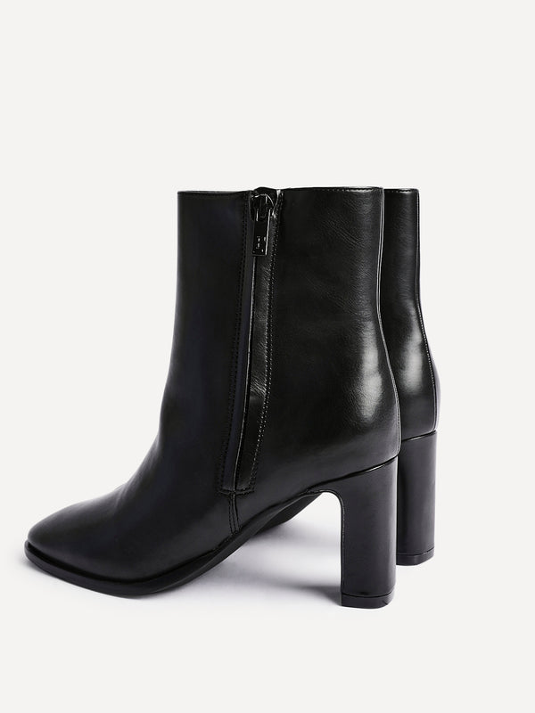 Linzi Black Faux Leather Block Heel Ankle Boot