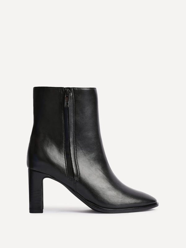 Linzi Black Faux Leather Block Heel Ankle Boot