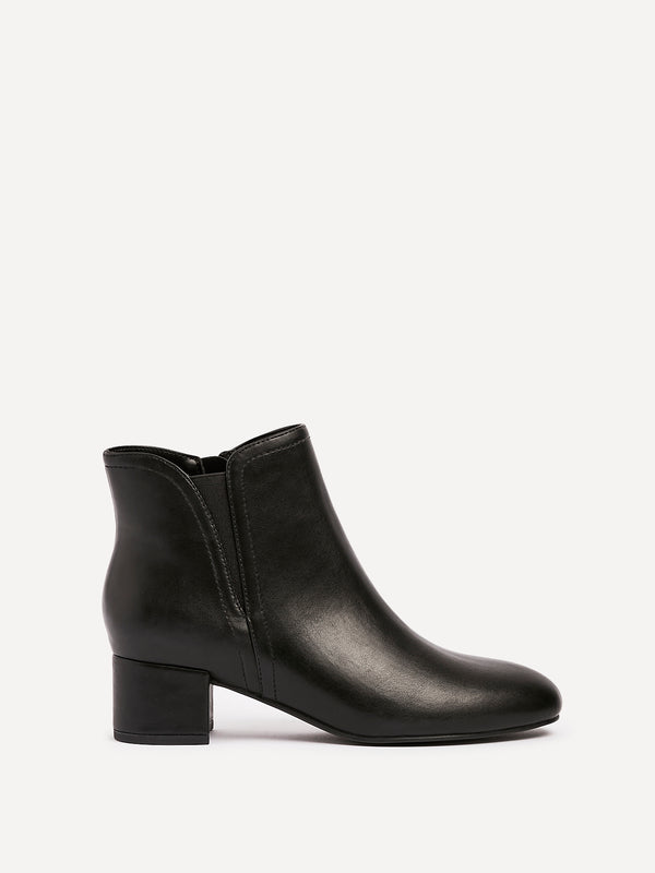 Linzi Black Faux Leather Block Heeled Ankle Boot