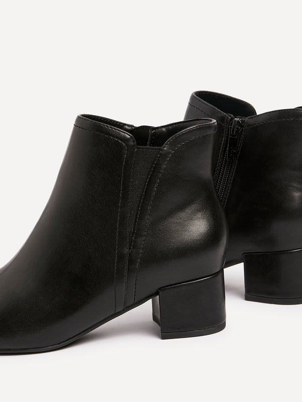 Linzi Black Faux Leather Block Heeled Ankle Boot