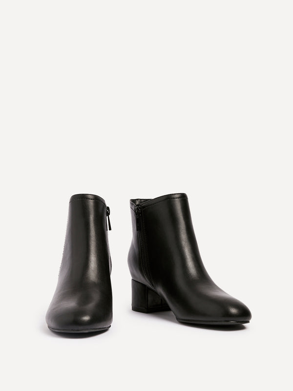 Linzi Black Faux Leather Block Heeled Ankle Boot