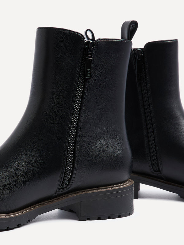 Linzi Black Faux Leather Classic Chelsea Boot