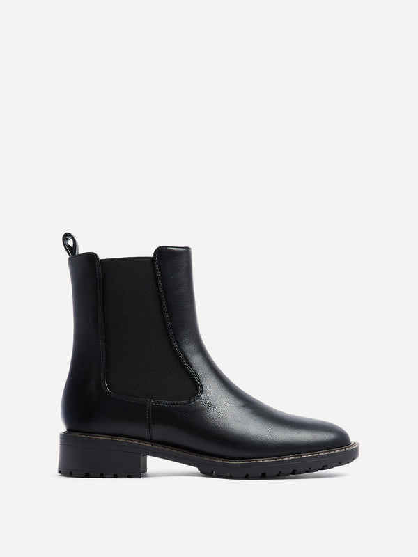 Linzi Black Faux Leather Classic Chelsea Boot