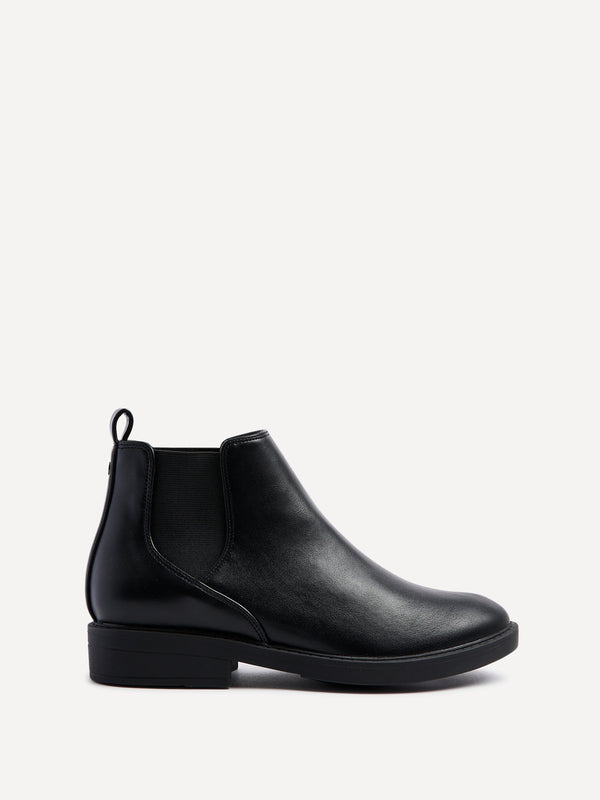 Linzi Black Faux Leather Classic Chelsea Boot