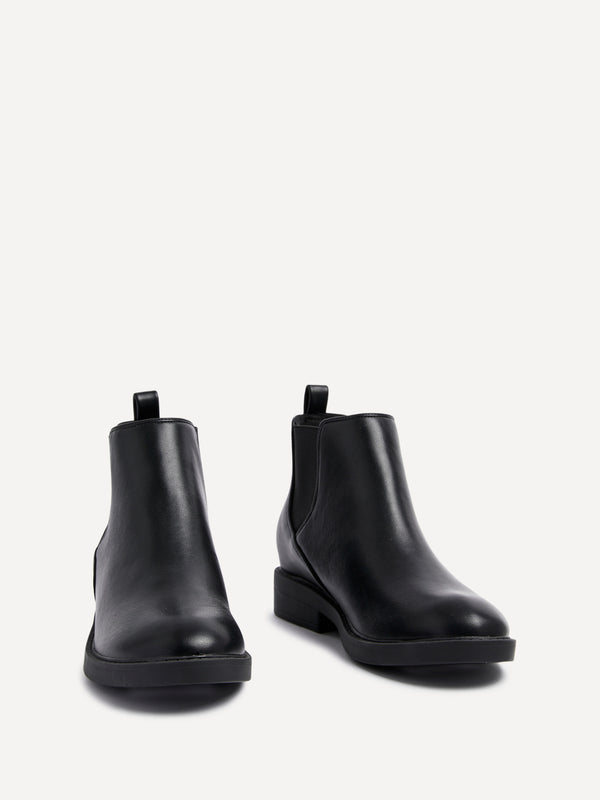Linzi Black Faux Leather Classic Chelsea Boot