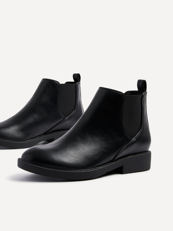 Linzi Black Faux Leather Classic Chelsea Boot