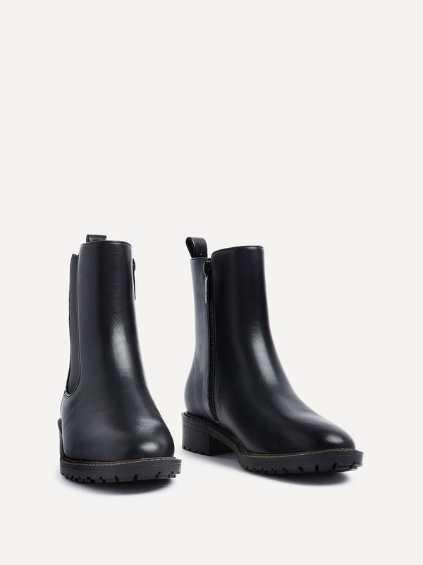 Linzi Black Faux Leather Classic Chelsea Boot