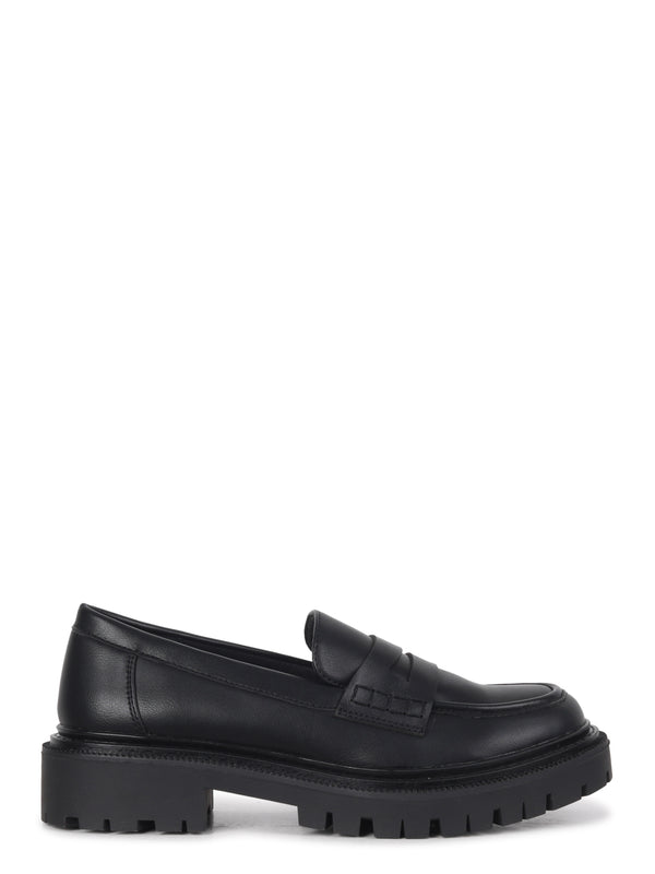 Linzi Black Faux Leather Classic Chunky Loafer