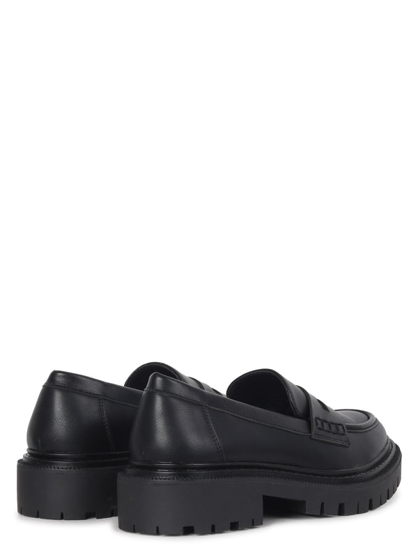 Linzi Black Faux Leather Classic Chunky Loafer