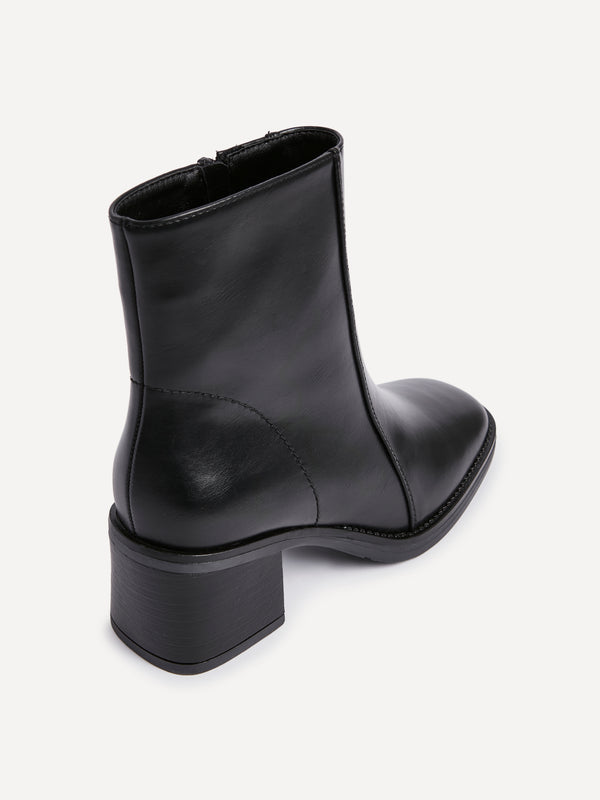 Linzi Black Faux Leather Heeled Ankle Boot