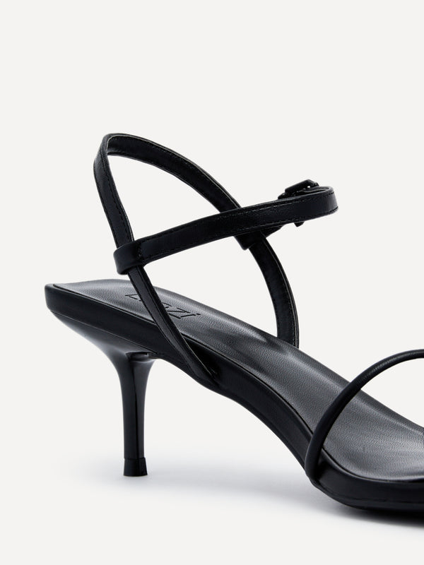 Linzi Black Faux Leather Intertwined Stiletto Heel