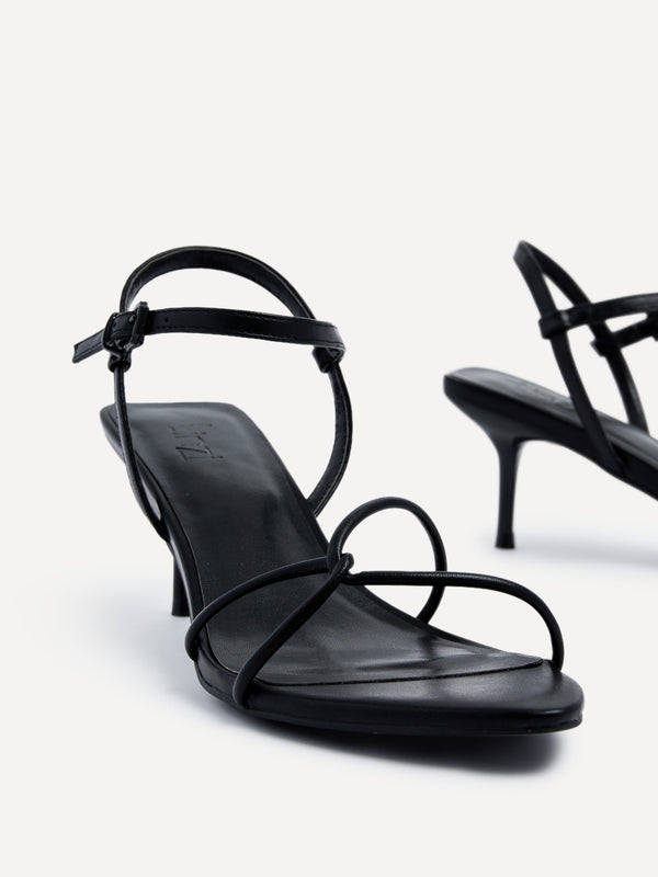 Linzi Black Faux Leather Intertwined Stiletto Heel