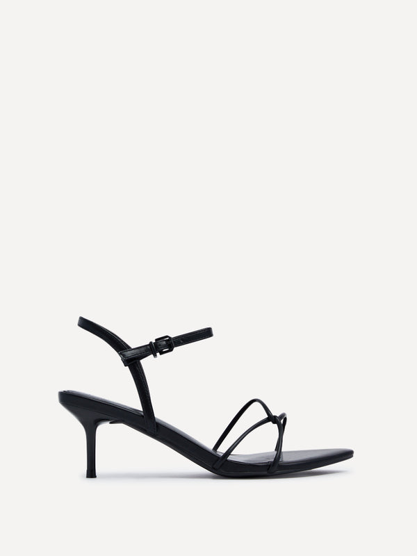 linzi Black Faux Leather Intertwined Stiletto Heel
