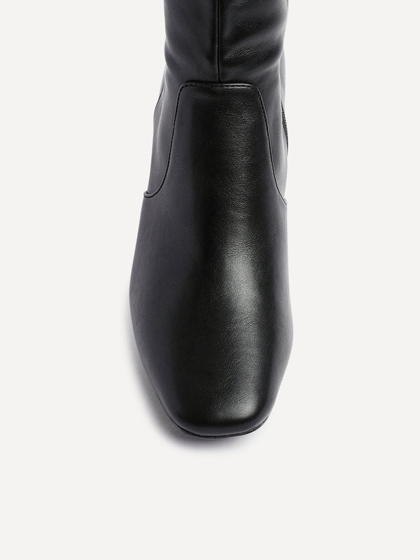 Linzi Black Faux Leather Knee High Boot